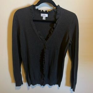 Loft Grey sweater with ruffle detail - EUC Size M